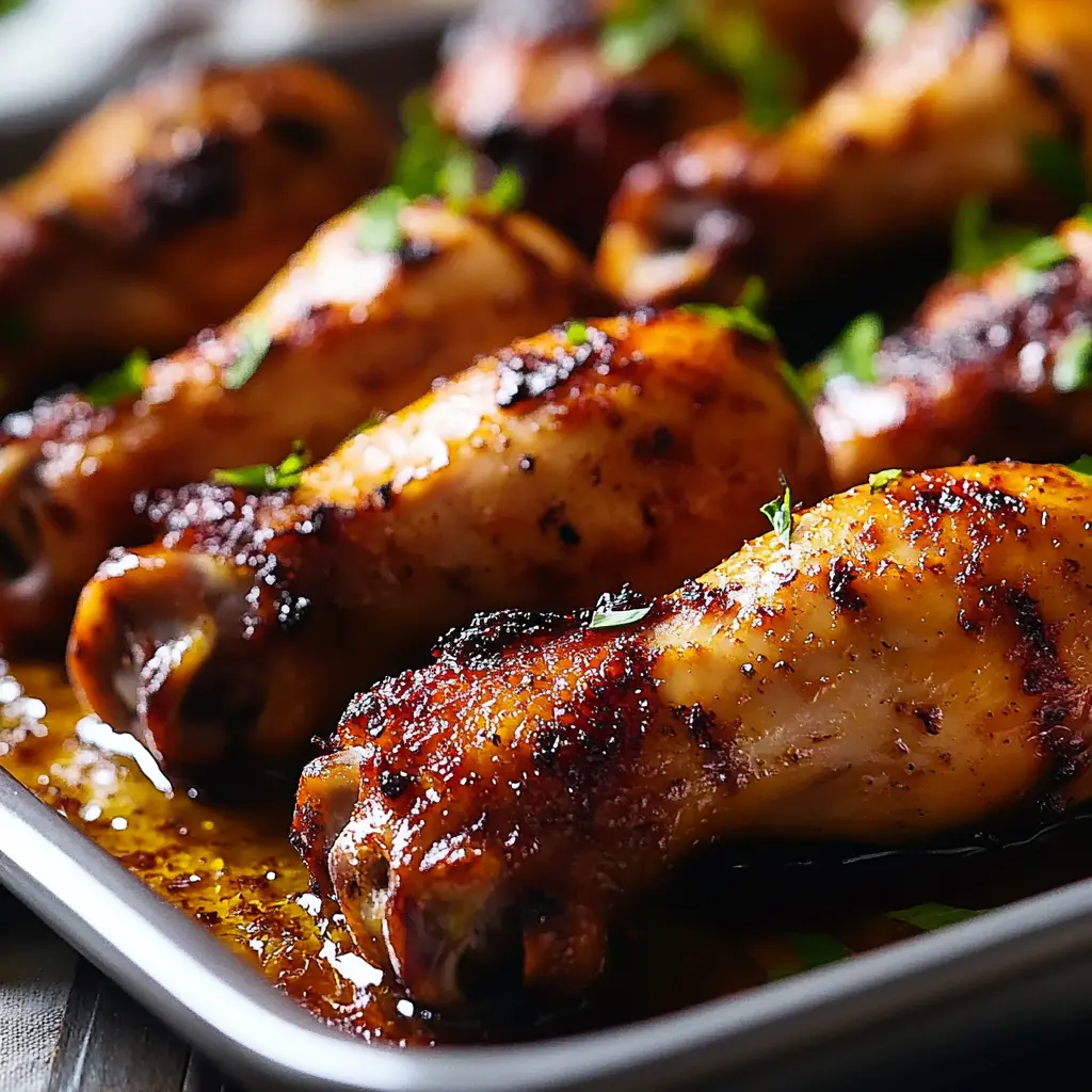 OVEN BAKED CHICKEN DRUMSTICKS centered hero view, clean and uncluttered