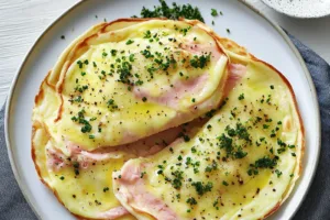 SAVORY BREAKFAST CREPES centered hero view, clean and uncluttered