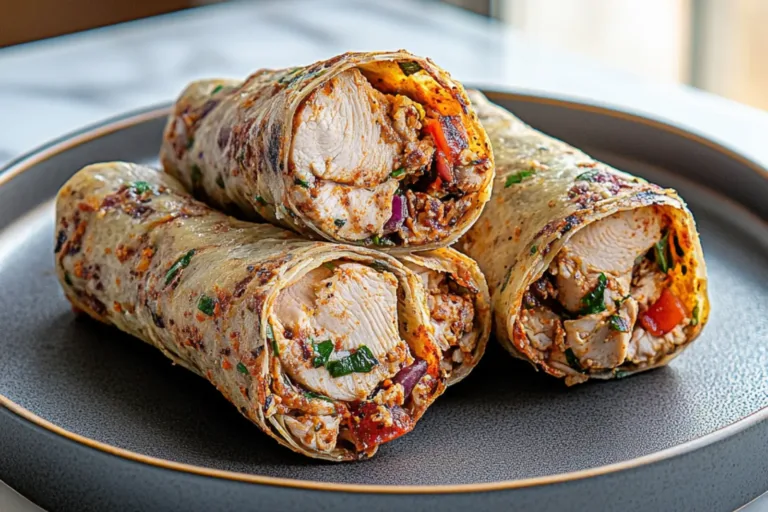SPICY BUFFALO CHICKEN WRAPS centered hero view, clean and uncluttered