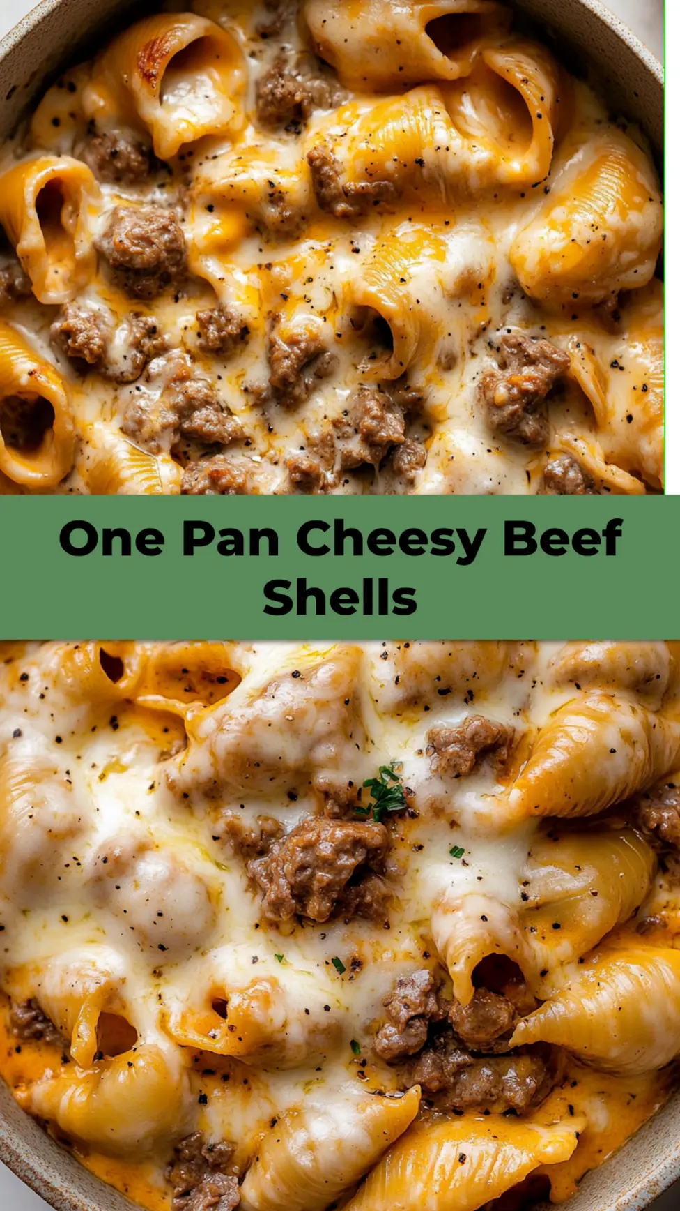 One Pan Cheesy Beef Shells Comforting Easy Weeknight Win 4 One Pan Cheesy Beef Shells served and ready to eat, easy homemade dinner