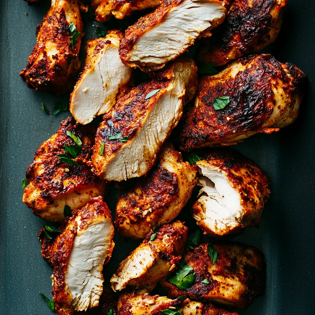 AIR FRYER CHICKEN BREAST recipe, served and ready to eat, easy homemade dinner