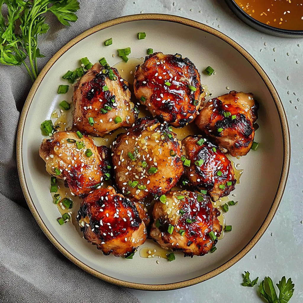 Air Fryer Honey Garlic Chicken Thighs Irresistible Easy Recipe 2 AIR FRYER HONEY GARLIC CHICKEN THIGHS recipe, served and ready to eat, easy homemade dinner