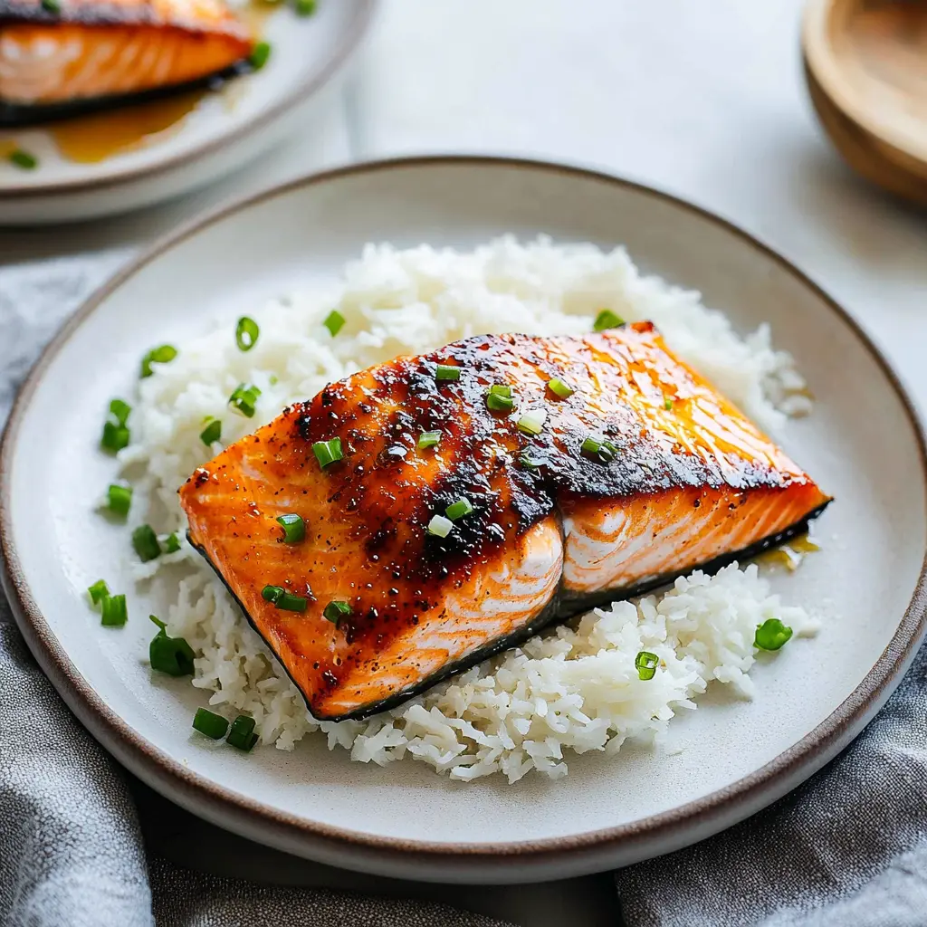 Air Fryer Honey Garlic Salmon Irresistible Easy Weeknight 2 AIR FRYER HONEY GARLIC SALMON recipe, served and ready to eat, easy homemade dinner
