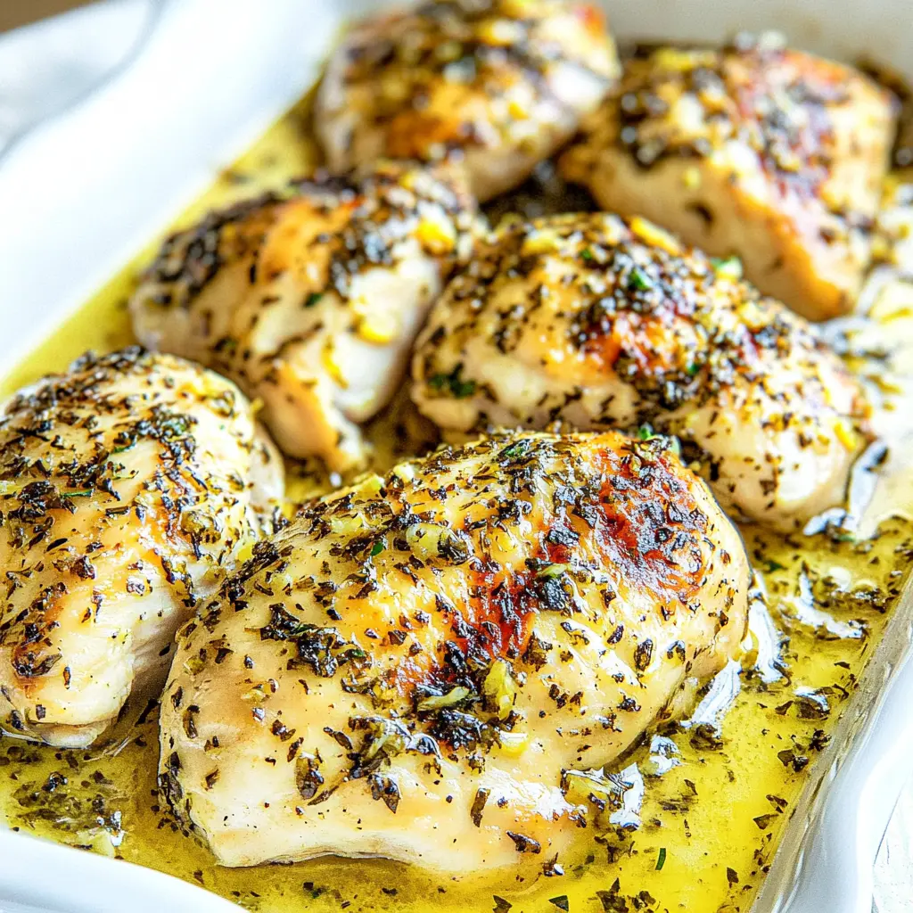 Baked Chicken Breast Lemon Garlic recipe, served and ready to eat, easy homemade dinner