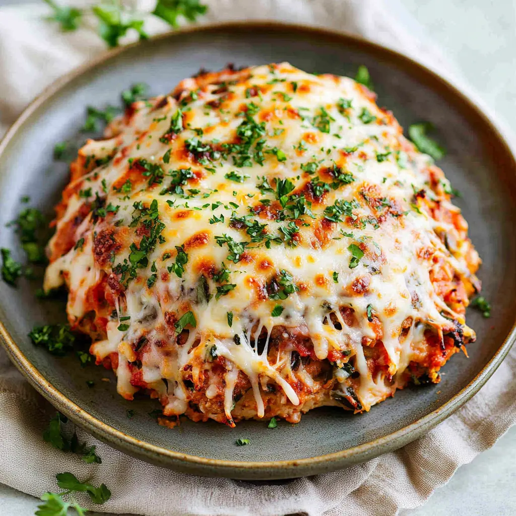 BAKED EGGPLANT PARMESAN recipe, served and ready to eat, easy homemade dinner