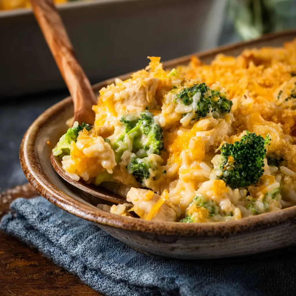 Chicken Broccoli Rice Casserole Crockpot Comforting Dinner Made Easy 2 Crockpot Chicken Broccoli Rice Casserole recipe, served and ready to eat, easy homemade dinner