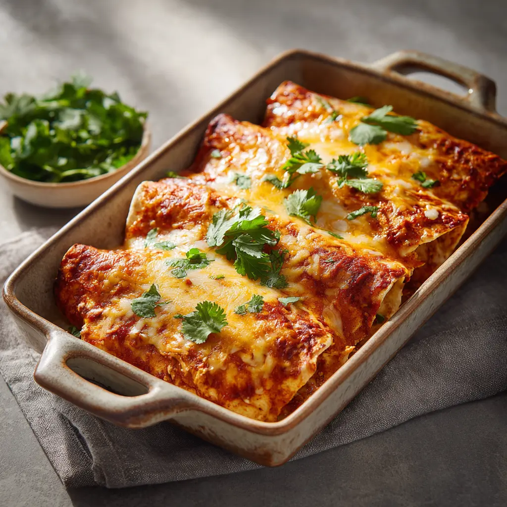 Crockpot Chicken Enchiladas recipe, served and ready to eat, easy homemade dinner