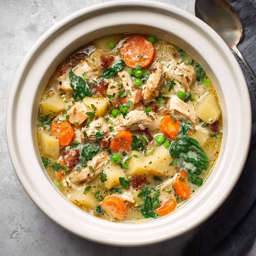 Slow Cooker Garlic Parmesan Chicken Stew Made Easy Tonight 2 Slow Cooker Garlic Parmesan Chicken Stew recipe, served and ready to eat, easy homemade dinner
