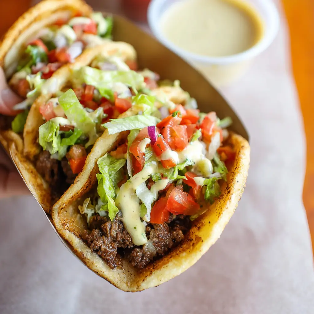 Smash Burger Tacos Ground Beef recipe, served and ready to eat, easy homemade dish