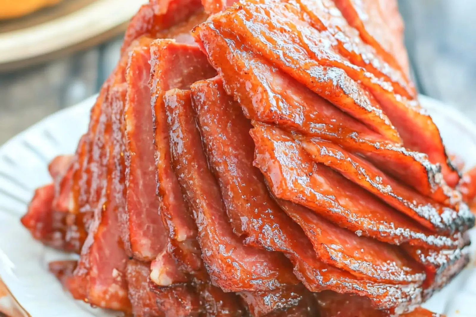 AIR FRYER BROWN SUGAR HAM recipe, served and ready to eat, easy homemade dinner