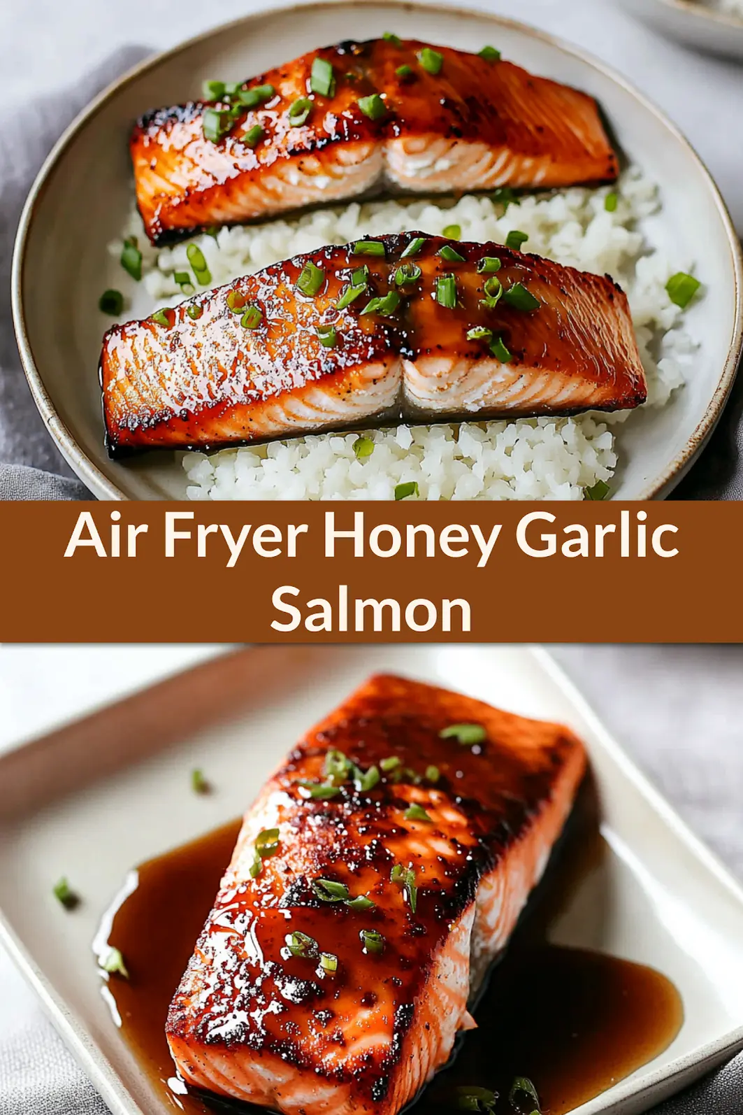 Air Fryer Honey Garlic Salmon Irresistible Easy Weeknight 4 Air fryer honey garlic salmon served and ready to eat, easy homemade dinner