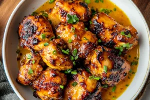 Air Fryer Orange Dijon Chicken Comforting Easy Weeknight AIR FRYER ORANGE DIJON CHICKEN recipe, served and ready to eat, easy homemade dinner