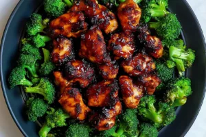 Chili Garlic Air Fryer Chicken Broccoli Cozy Best Weeknight Chili Garlic Air Fryer Chicken Broccoli recipe, served and ready to eat, easy homemade dinner