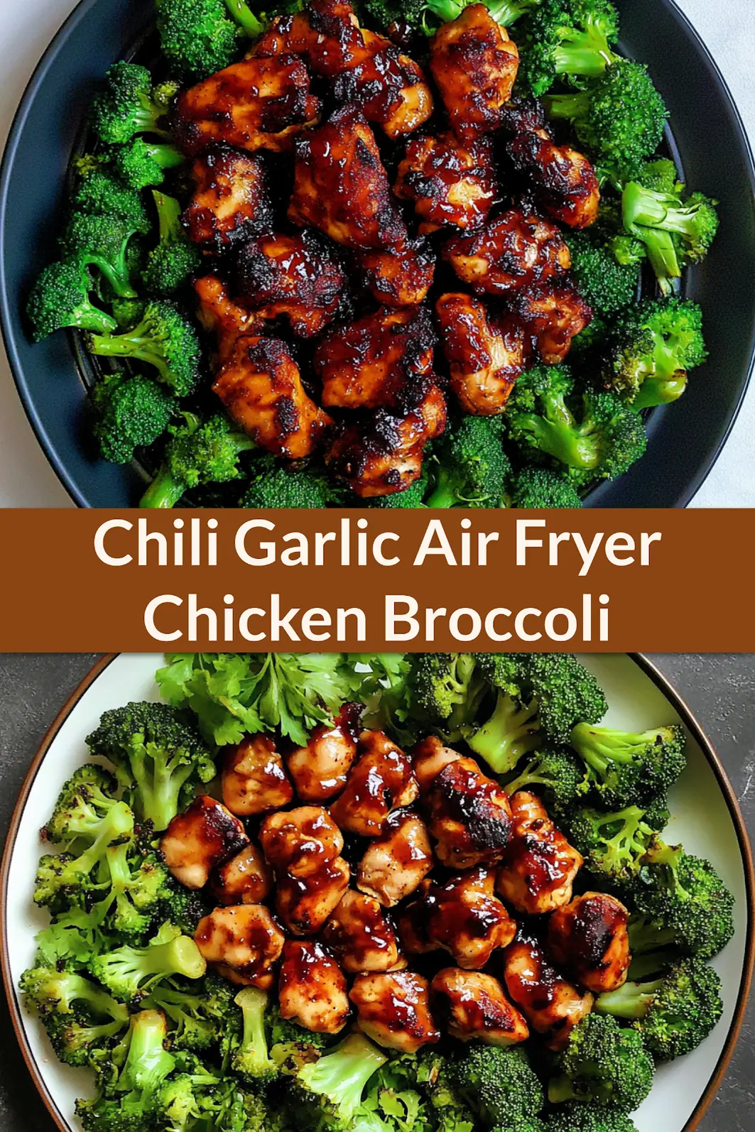 Chili Garlic Air Fryer Chicken Broccoli Cozy Best Weeknight 4 Chili Garlic Air Fryer Chicken Broccoli recipe, served and ready to eat, easy homemade dinner