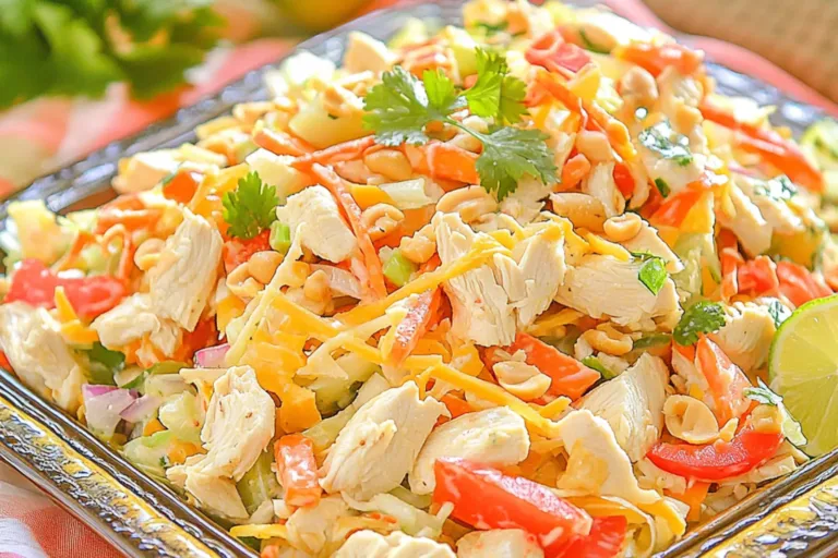 CHOPPED THAI CHICKEN SALAD PEANUT LIME recipe, served and ready to eat, easy homemade dinner