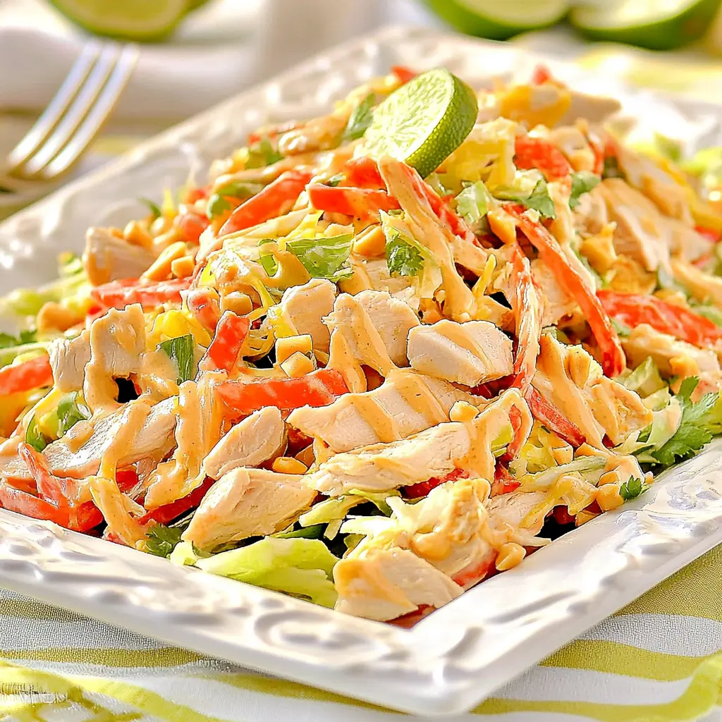 Chopped Thai Chicken Salad Peanut Lime Vibrant Fresh Recipe 3 CHOPPED THAI CHICKEN SALAD PEANUT LIME recipe, served and ready to eat, easy homemade dinner