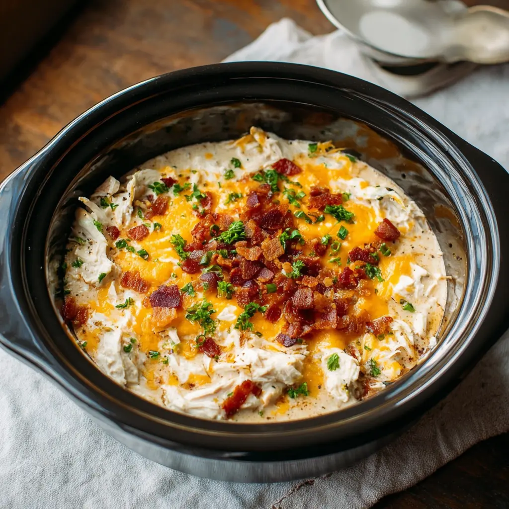 Crack Chicken Crockpot recipe, served and ready to eat, easy homemade dinner