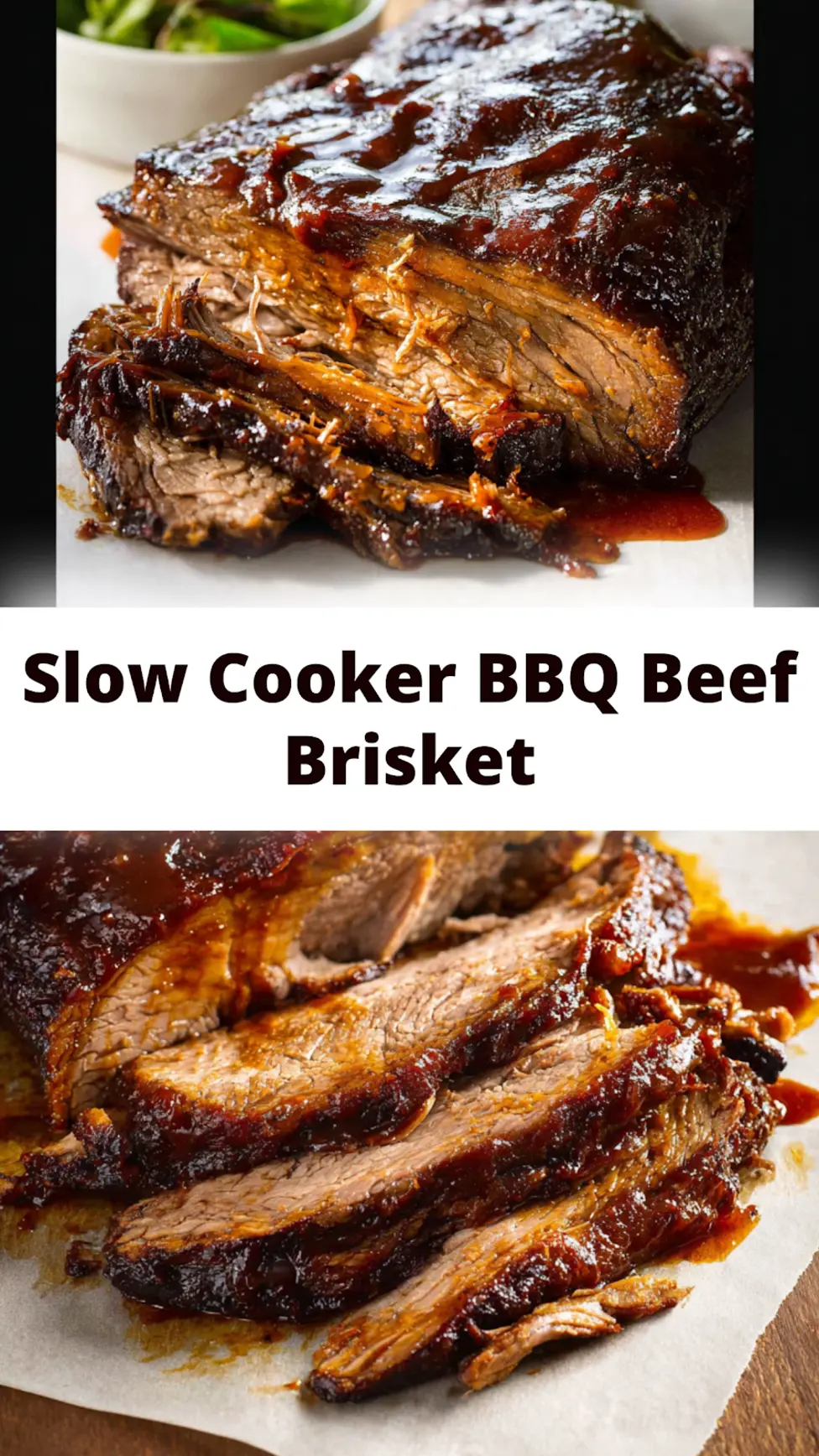 Crockpot BBQ Beef Brisket recipe, served and ready to eat, easy homemade dish