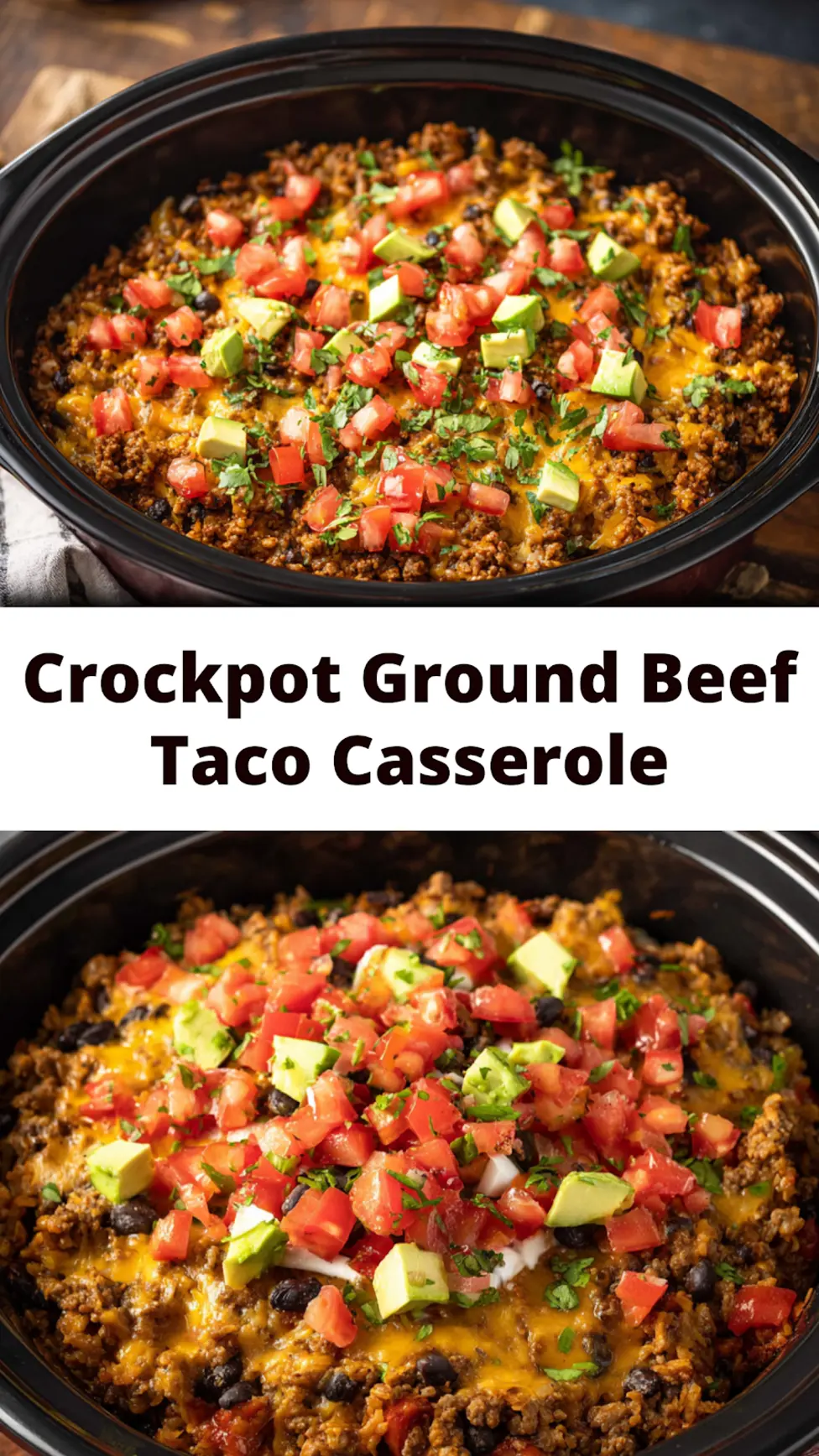 Crockpot Ground Beef Taco Casserole Your Family Will Love 4 Crockpot Ground Beef Taco Casserole recipe, served and ready to eat, easy homemade dinner