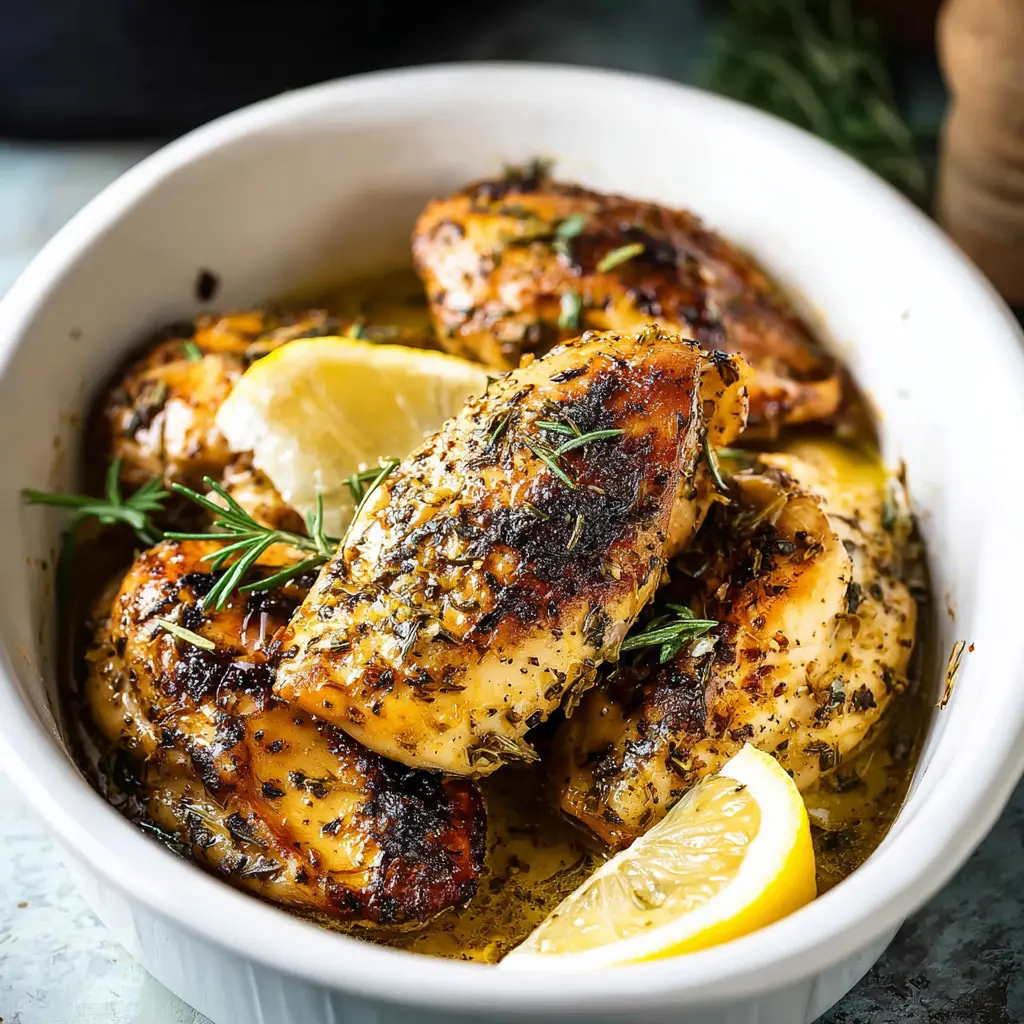 Crockpot Lemon Herb Spring Chicken recipe, served and ready to eat, easy homemade dinner
