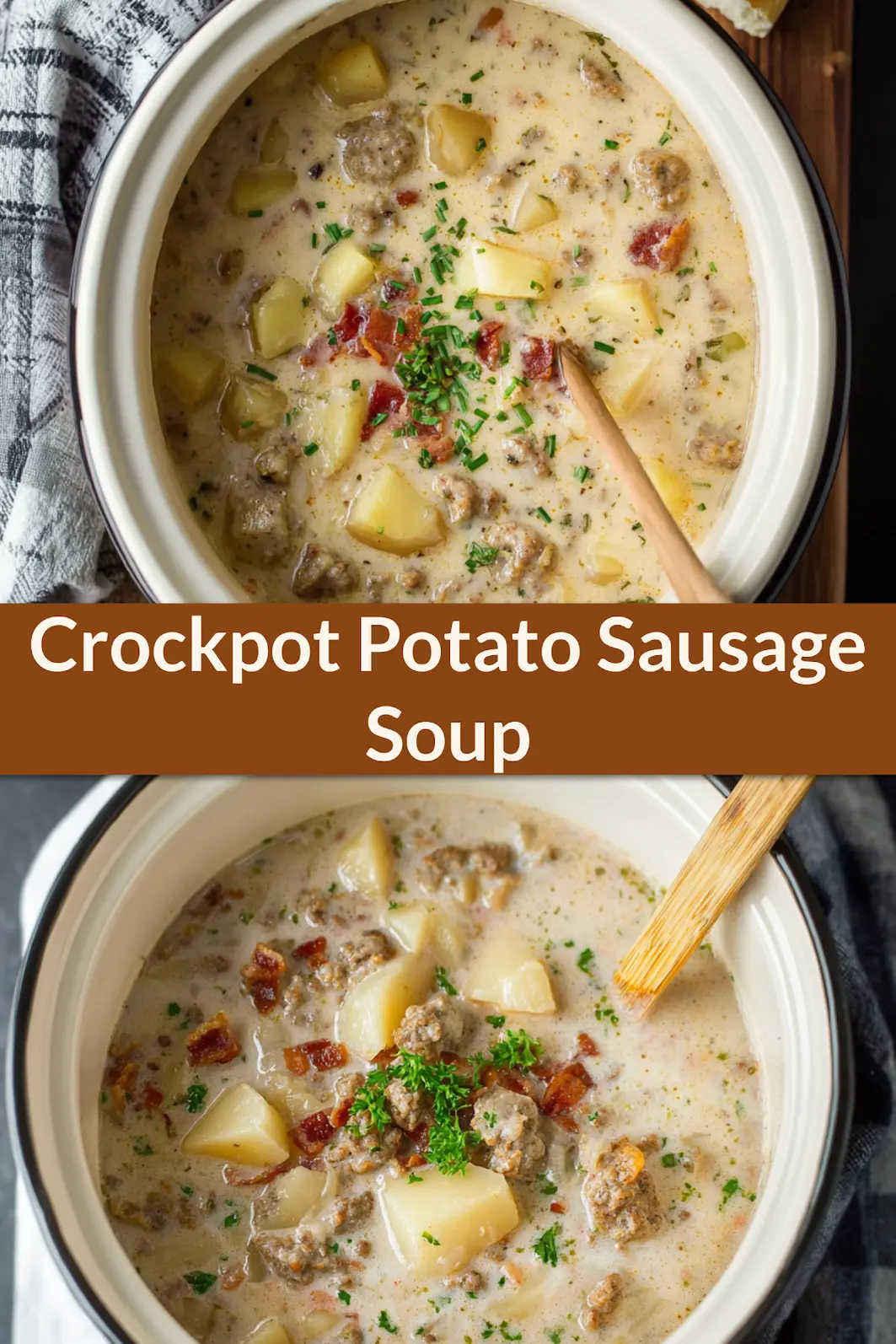 Crockpot Potato Sausage Soup Recipe That Makes Cozy Dinners Easy 4 Crockpot Potato Sausage Soup recipe, served and ready to eat, easy homemade dinner