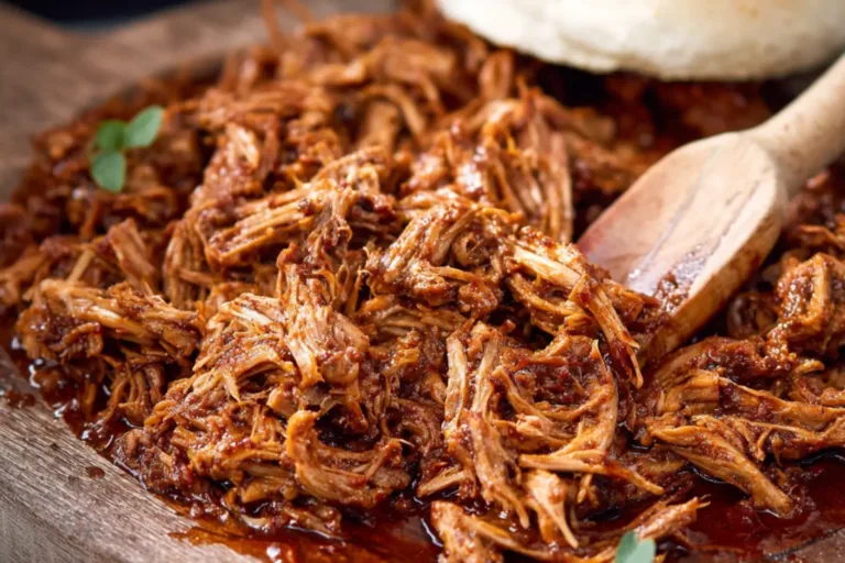 Crockpot Pulled Pork recipe, served and ready to eat, easy homemade dinner