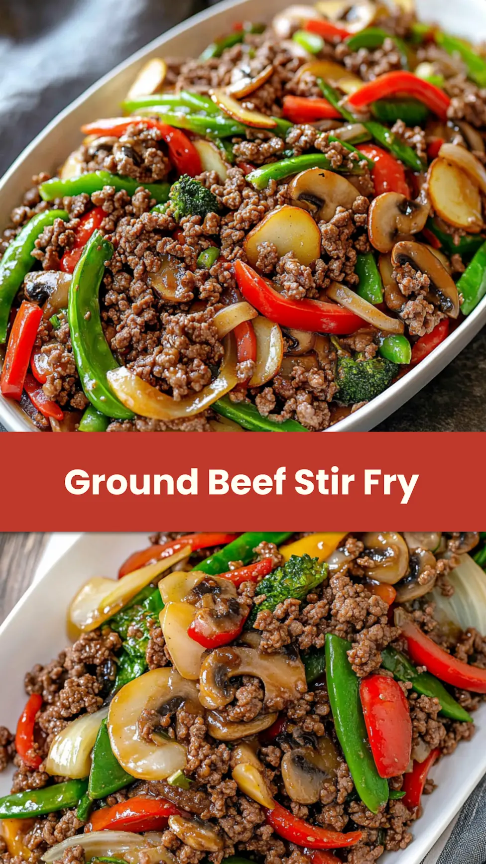 Ground Beef Stir Fry Vegetables Easy Satisfying Quick Dinner 4 Ground Beef Stir Fry Vegetables recipe, served and ready to eat, easy homemade dinner
