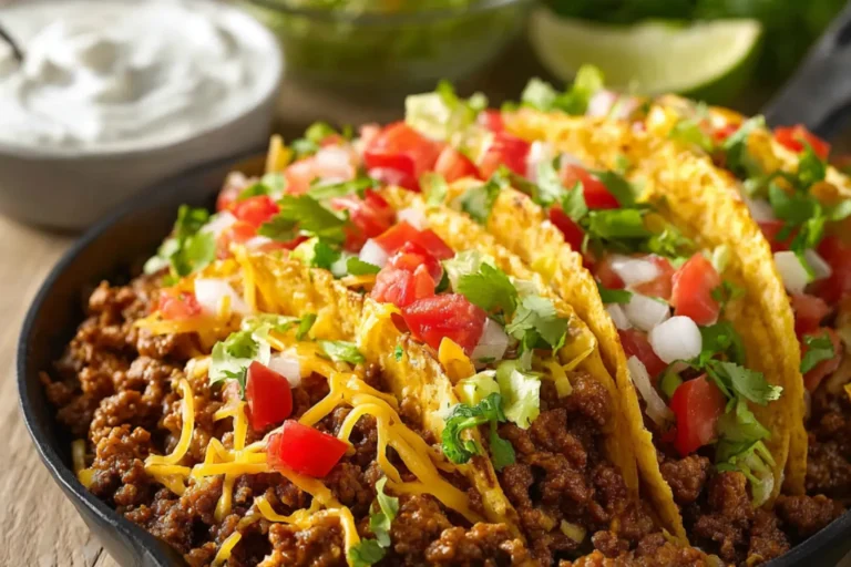 Ground Beef Taco Skillet recipe, served and ready to eat, easy homemade dish