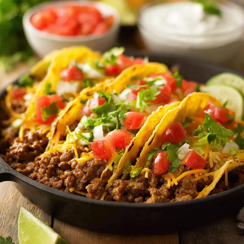 Ground Beef Taco Skillet recipe, served and ready to eat, easy homemade dish