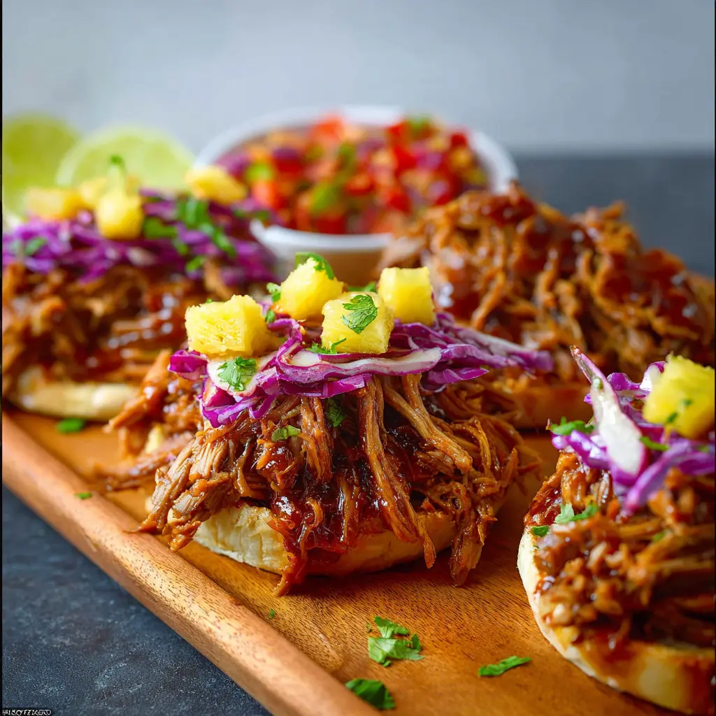 Hawaiian pulled pork slow cooker recipe served and ready to eat