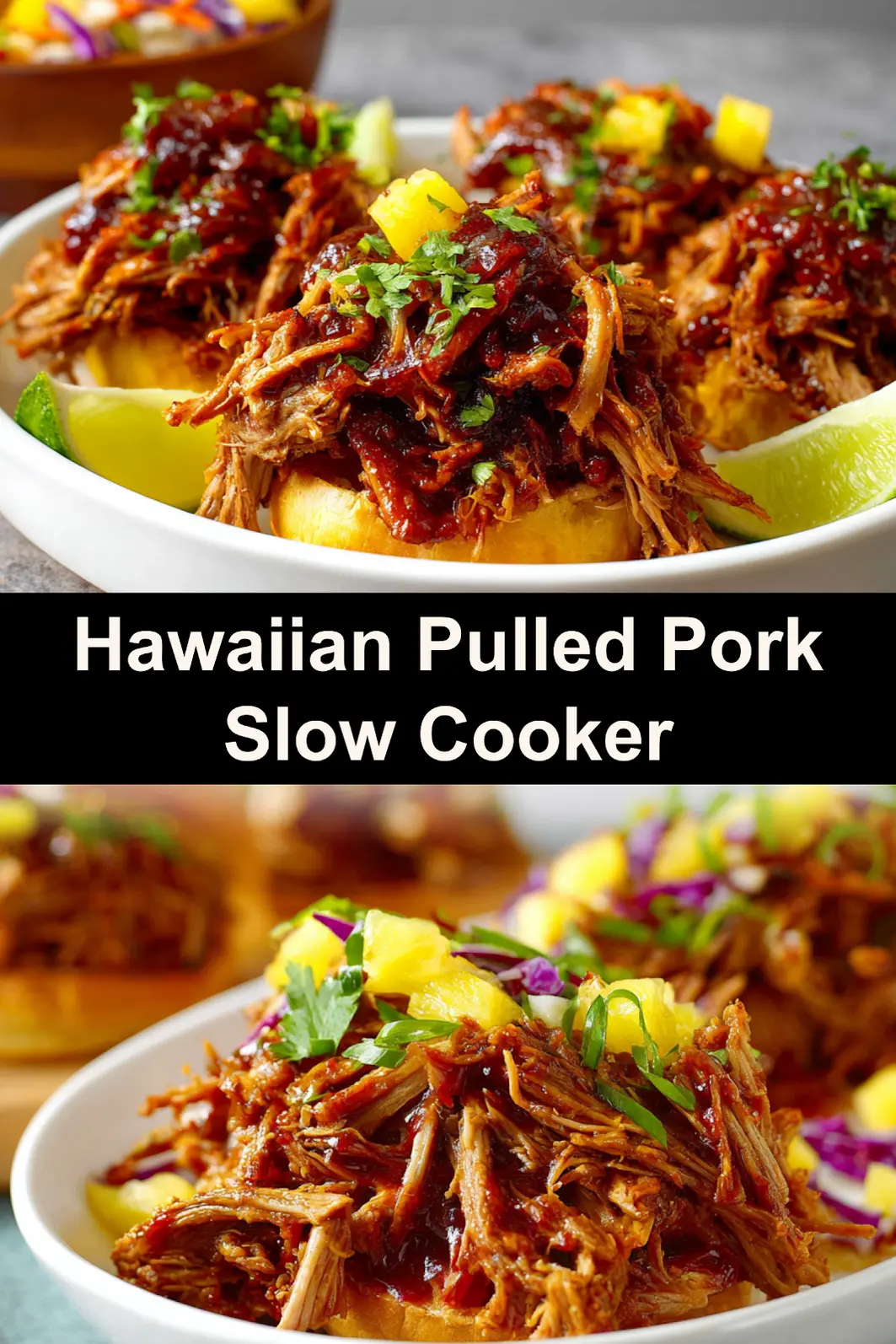 Hawaiian pulled pork slow cooker recipe served and ready to eat