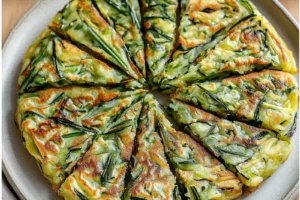 Korean Chive Pancakes Buchujeon recipe, served and ready to eat, easy homemade dinner