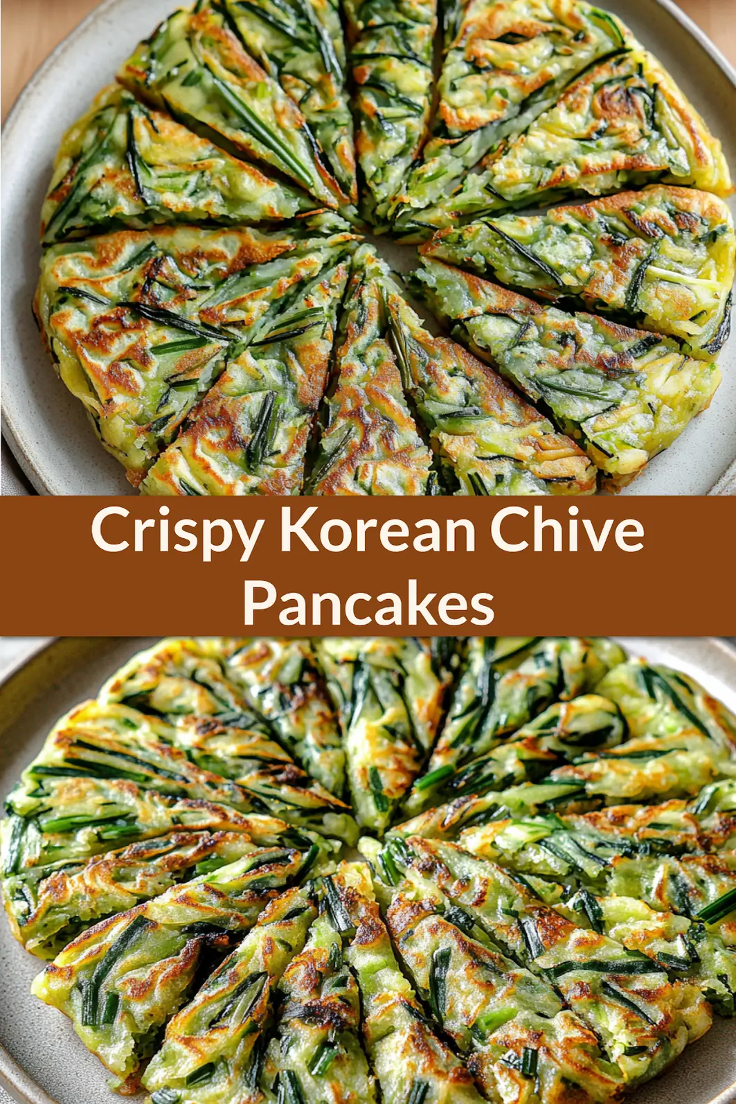 Korean Chive Pancakes Buchujeon recipe, served and ready to eat, easy homemade dinner