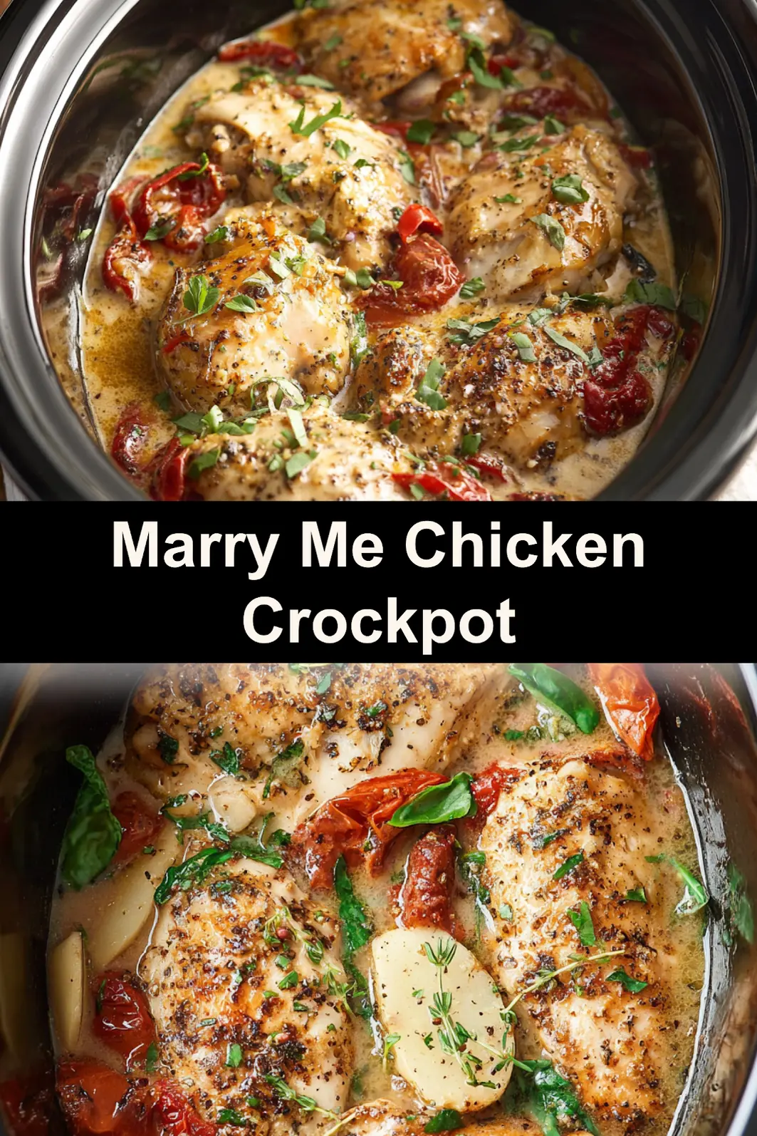 Marry Me Chicken Crockpot recipe served and ready to eat, an easy homemade dinner