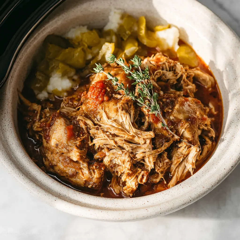 Mississippi Chicken Crockpot recipe served and ready to eat  an easy homemade dinner