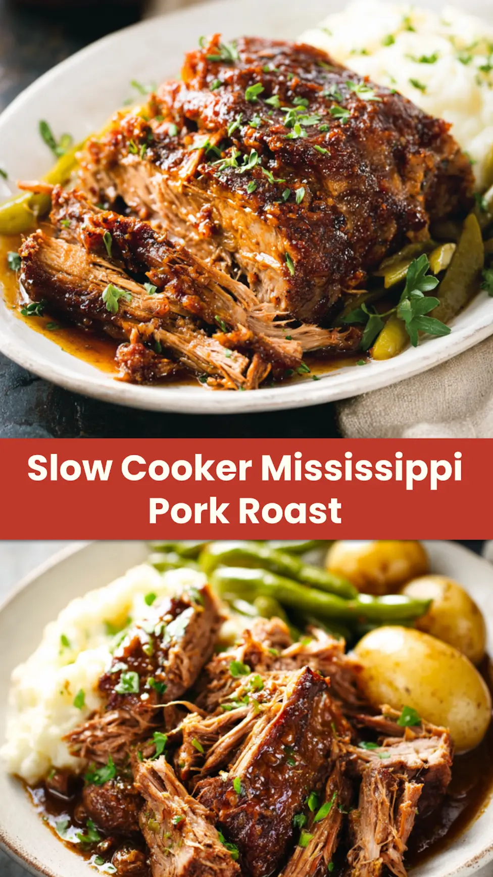Mississippi Pork Roast Slow Cooker Warm Comforting Perfection 4 Mississippi Pork Roast Slow Cooker recipe, served and ready to eat, easy homemade dinner