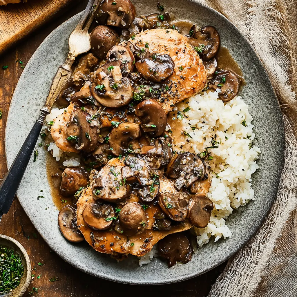 Slow Cooker Chicken Marsala served in a bowl, ready to eat  easy homemade weeknight dinner