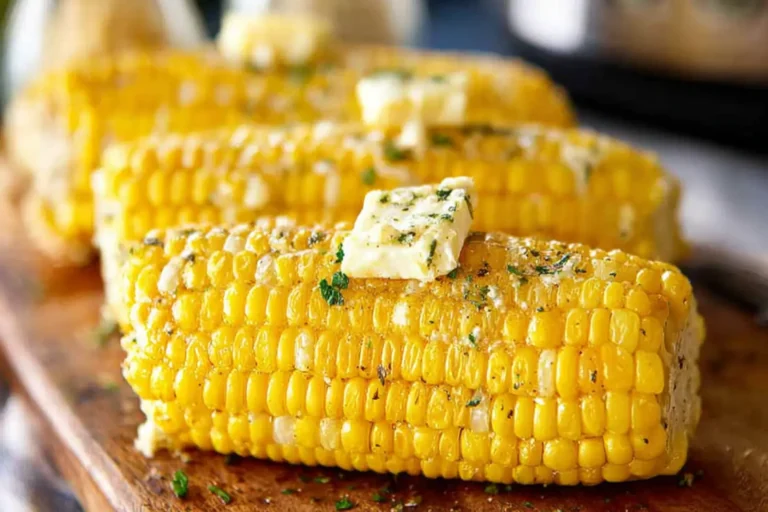 Slow Cooker Corn on the Cob recipe, served and ready to eat, easy homemade dish