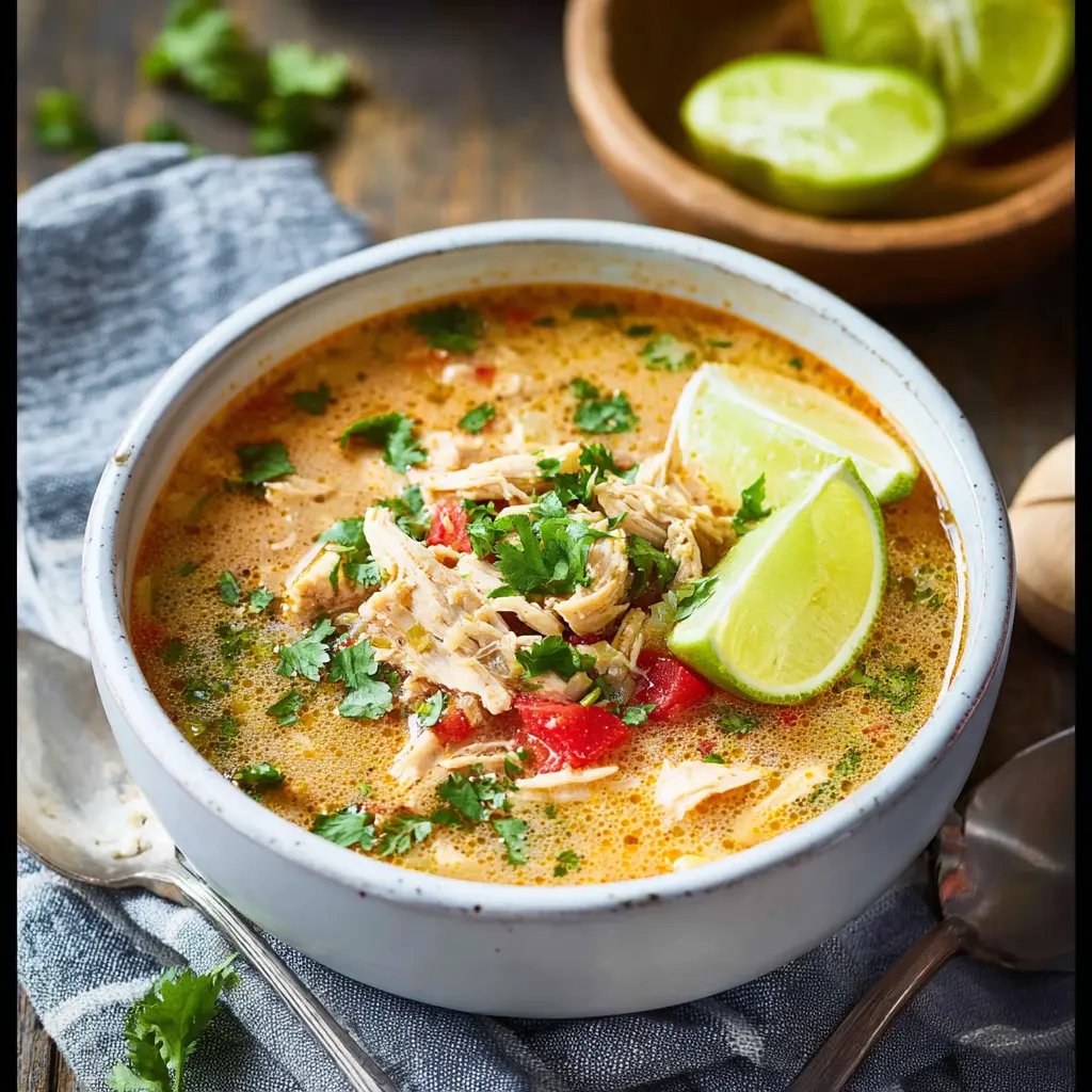 Slow Cooker Mexican Chicken Soup recipe, served and ready to eat, easy homemade dinner