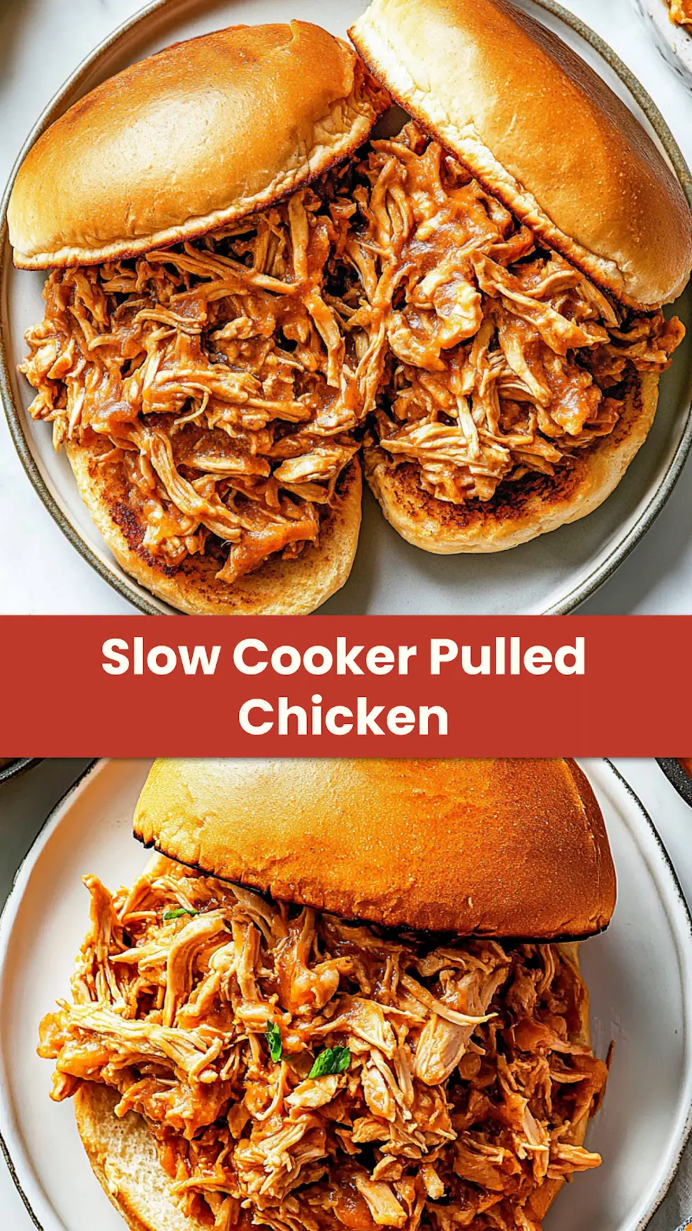 Slow Cooker Pulled Chicken Sandwiches Cozy Perfect Recipe 4 Slow Cooker Pulled Chicken Sandwiches recipe, served and ready to eat, easy homemade dinner