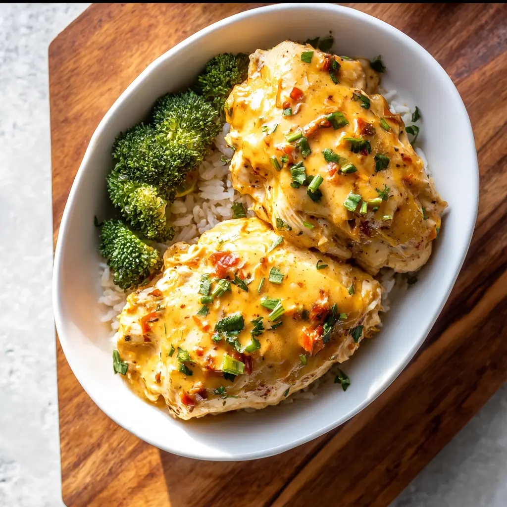 Slow Cooker Ranch Chicken served over white rice with creamy ranch sauce, easy slow cooker dinner