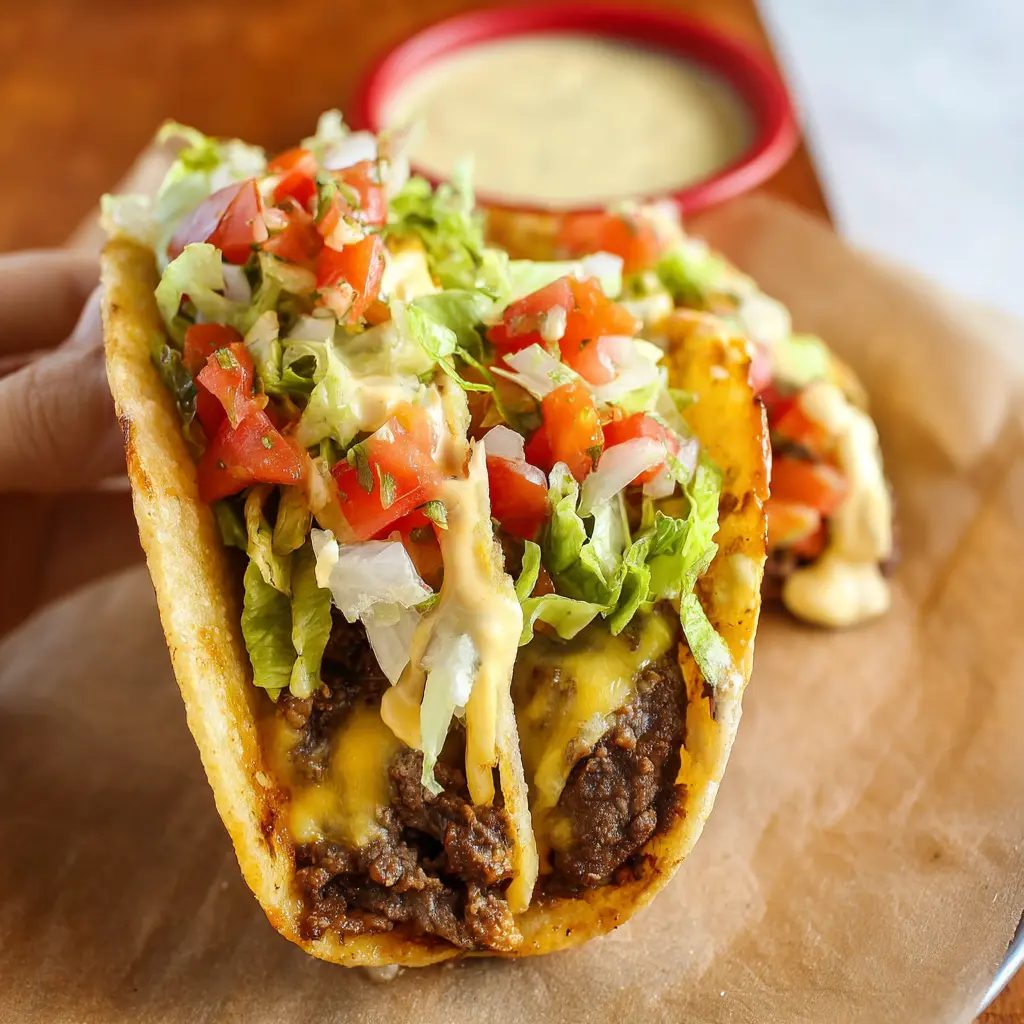 Smash Burger Tacos Ground Beef recipe, served and ready to eat, easy homemade dish
