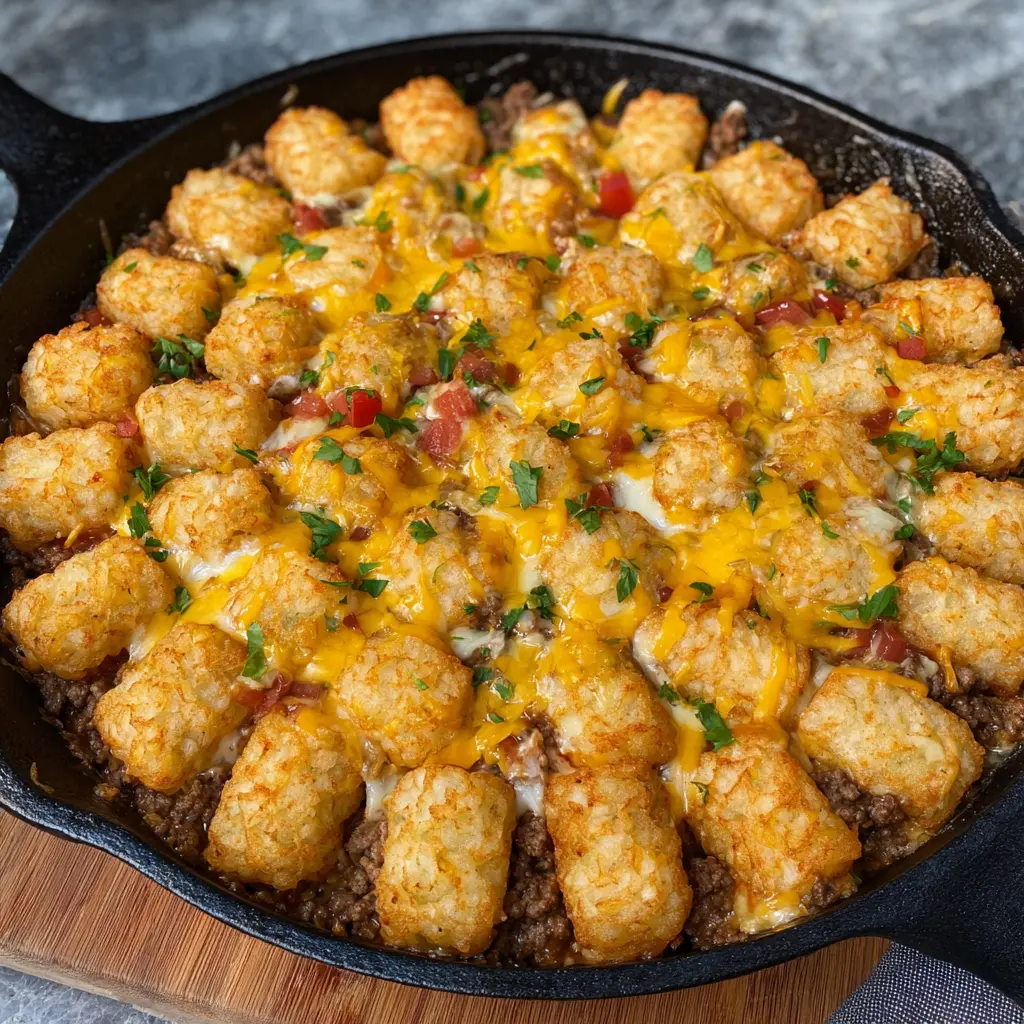 Cowboy Casserole Tater Tot Ground Beef Cozy Comfort Your Family Will Love 1 Cowboy Casserole Tater Tot Ground Beef recipe, served and ready to eat, easy homemade dish