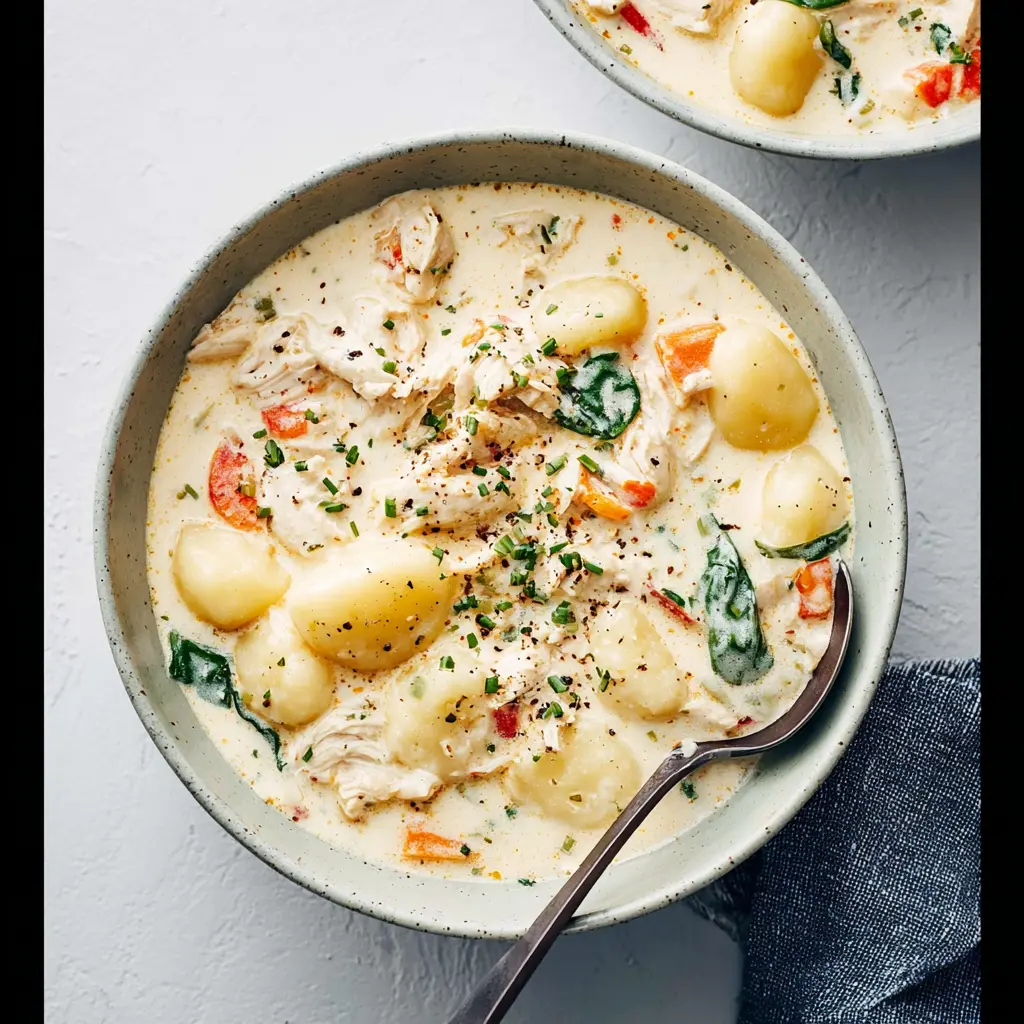 Crockpot Chicken Gnocchi Soup Creamy Cozy Recipe You Need to Make Now 1 Creamy Crockpot Chicken Gnocchi Soup recipe, served and ready to eat, easy homemade dish