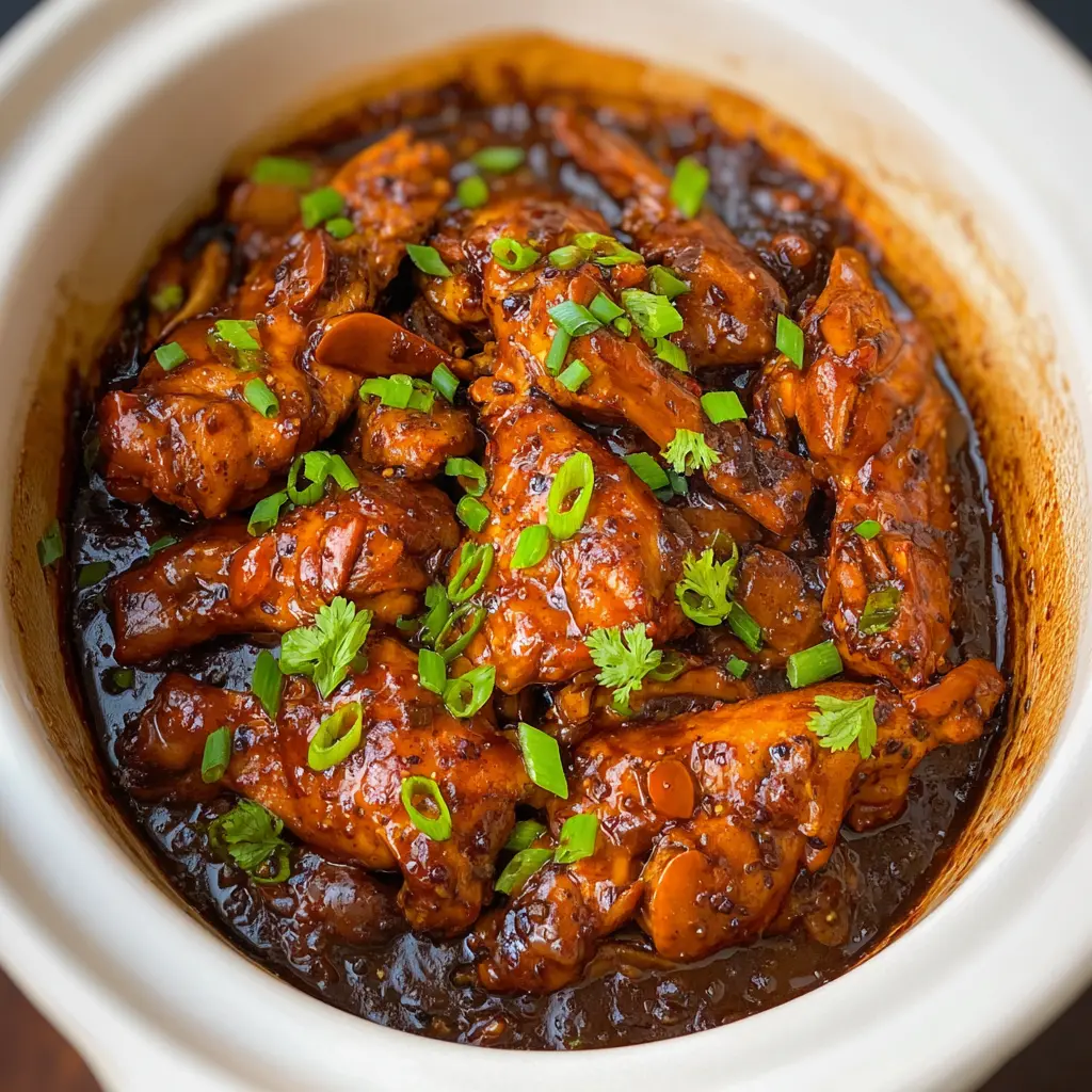 Crockpot Bourbon Chicken Cozy Satisfying Dinner Your Family Will Love 1 CROCKPOT BOURBON CHICKEN recipe, served and ready to eat, easy homemade dish