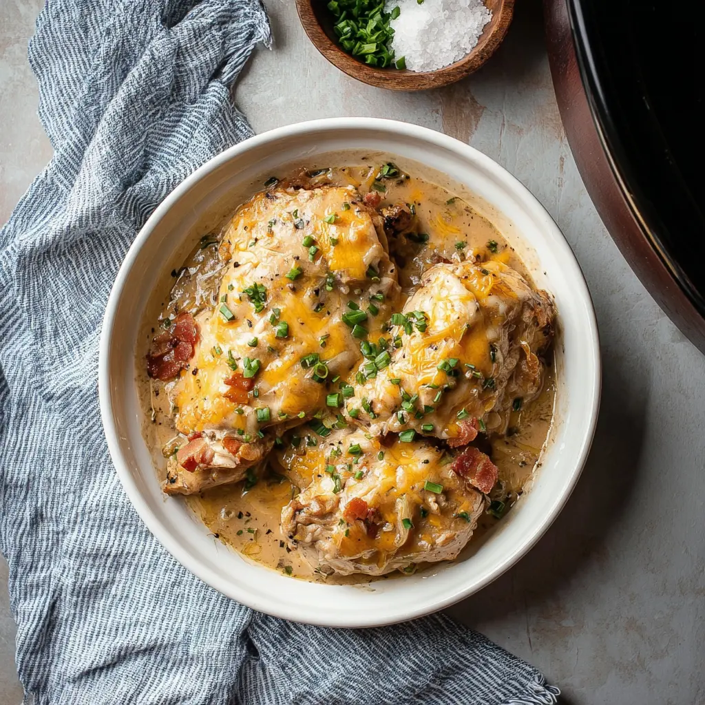 CROCKPOT RANCH CHICKEN THIGHS recipe, served and ready to eat, easy homemade dish
