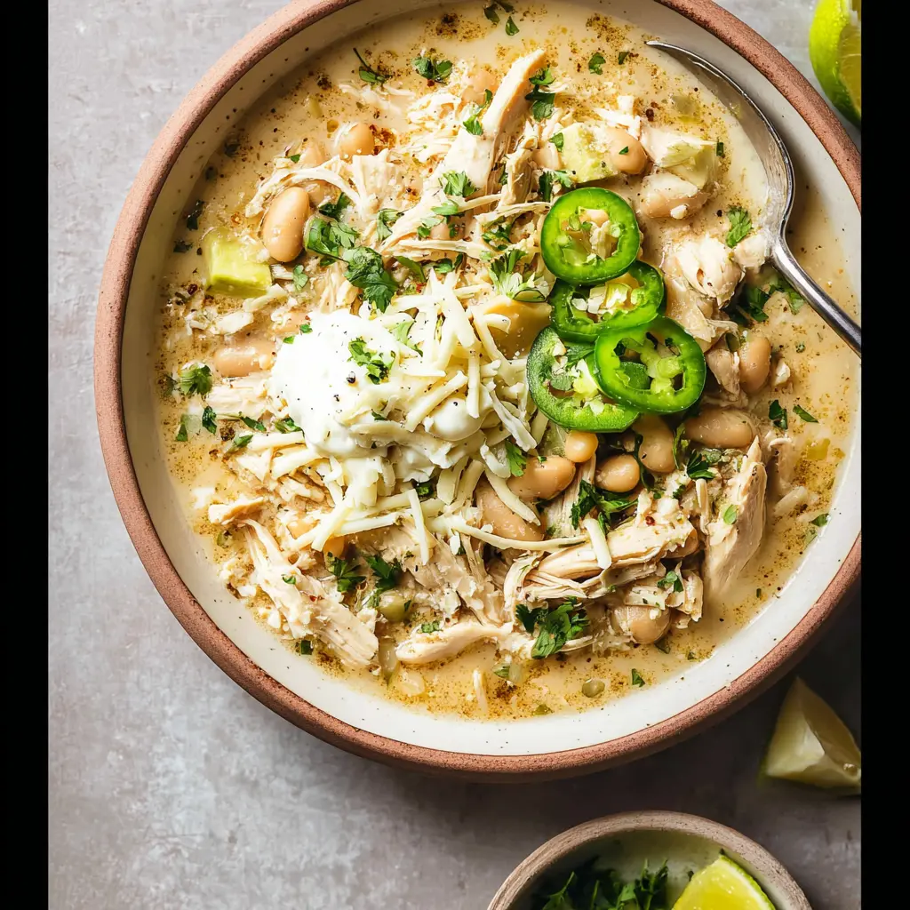 Crockpot White Chicken Chili Cream Cheese Cozy Satisfying Dinner Your Family Will Love 1 Crockpot White Chicken Chili Cream Cheese recipe, served and ready to eat, easy homemade dish