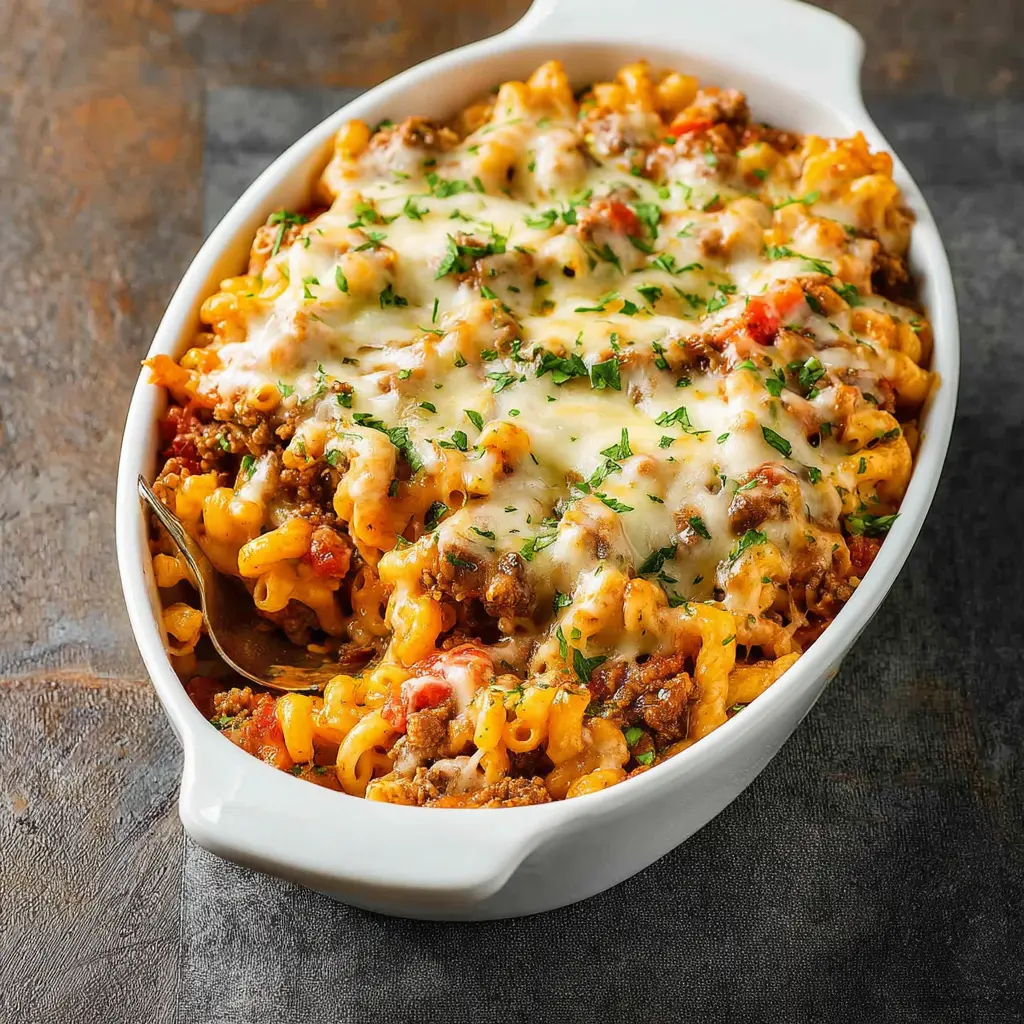 Ground Beef Mac and Cheese Casserole Cozy Satisfying Dinner Your Family Will Love 1 Ground Beef Mac and Cheese Casserole recipe, served and ready to eat, easy homemade dish