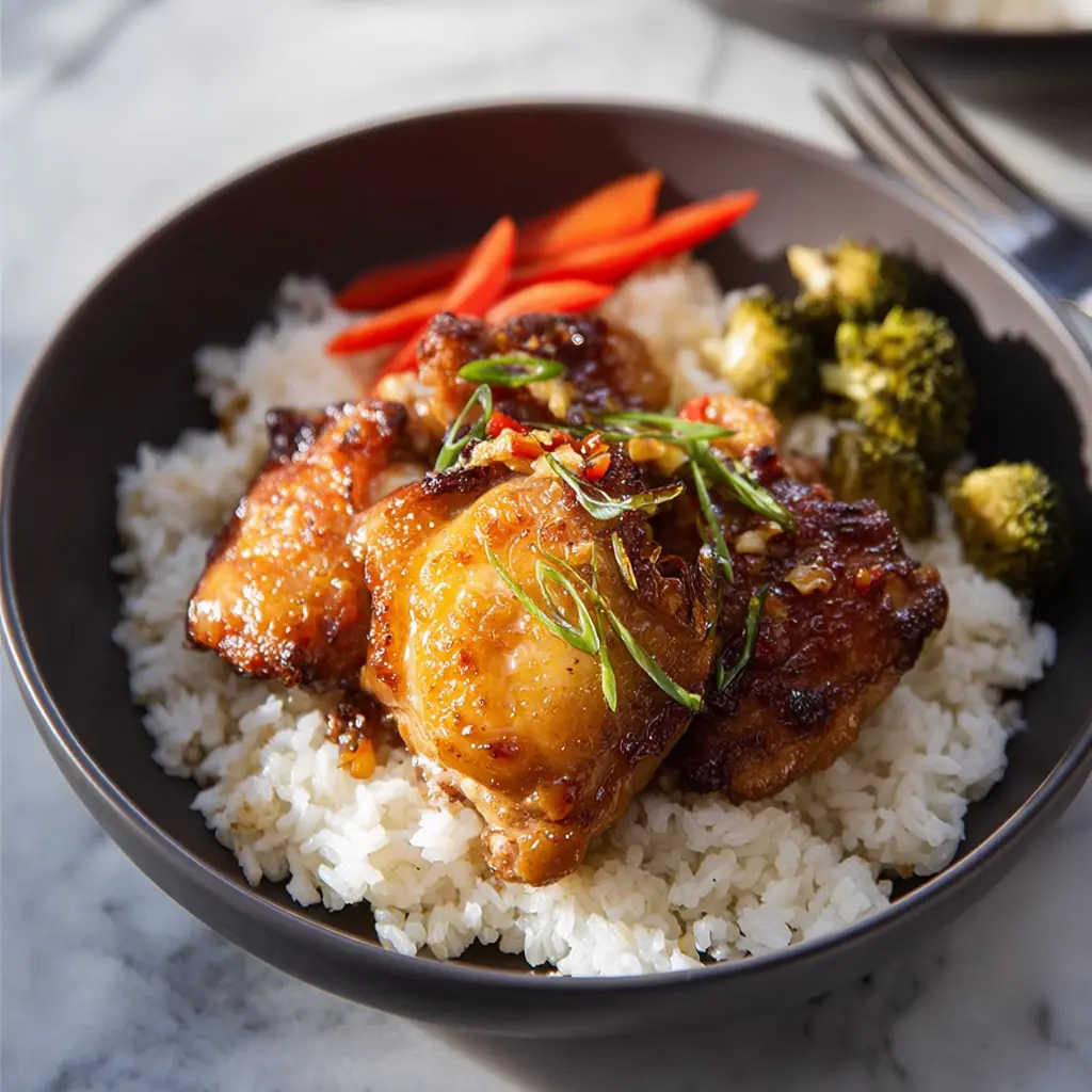Slow Cooker Asian Chicken Thighs Rice Warm Comforting Real Family Favorite 1 Slow Cooker Asian Chicken Thighs Rice recipe, served and ready to eat, easy homemade dish