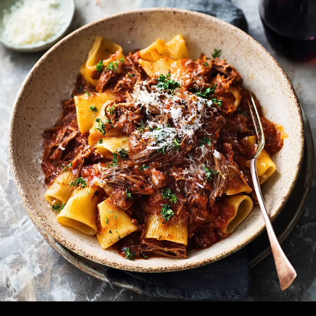 Slow Cooker Beef Ragu Pasta Cozy Rich Comfort Your Family Will Love 1 Slow Cooker Beef Ragu Pasta recipe, served and ready to eat, easy homemade dish